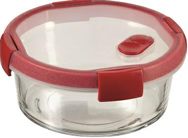Curver Cook Recipiente de Vidrio, Transparente/Rojo, 0.6 L