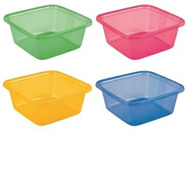 Curver Square Bowl 11L / Transparent Pink - 3 unidades de color azul transparente, 4 unidades