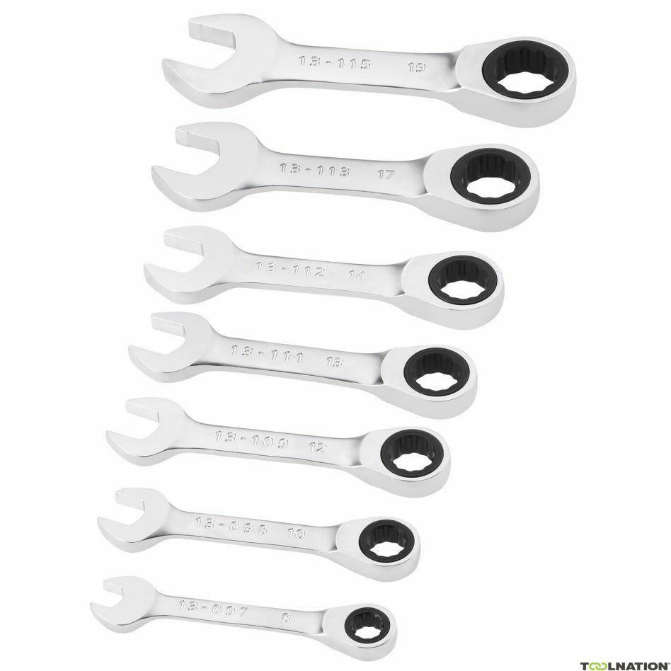Stanley - FatMax FMMT82900-0 - Juego de 7 llaves de carraca extra cortas Fatmax, gris
