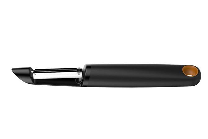 Fiskars Pelador de cuchilla móvil, Longitud: 18 cm, Acero/Plástico, Functional Form, Negro/Naranja, 1014419