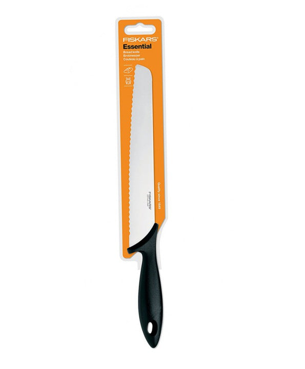 Fiskars Cuchillo para Pan, Color Negro/Plata, Longitud 36 cm, 1023776