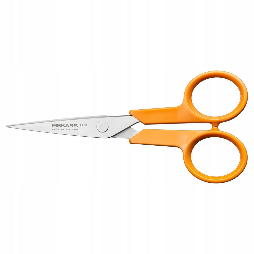 Fiskars Tijeras para trabajos manuales Classic, Diestros y zurdos, Longitud total: 13 cm, Ergonomía del mango mejorada, Hoja de acero inoxidable/Mangos de plástico, Naranja, 1075057