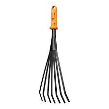 Fiskars OneClick Rastrillo en Abanico pequeño, para parterres y Espacios reducidos, Cambio fácil en un Clic, Ancho: 12 cm, Negro/Naranja, 1080682