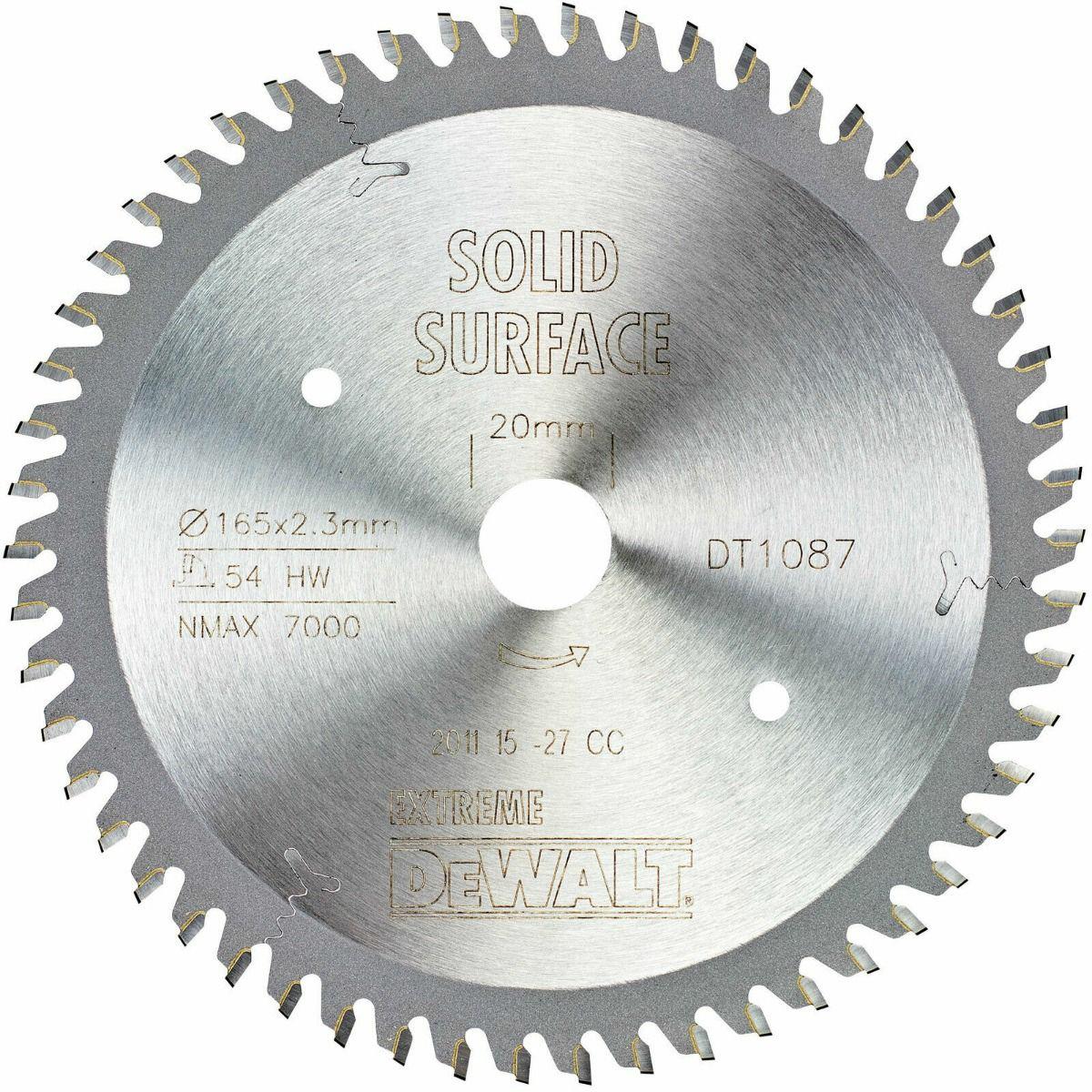 Dewalt DT1087-QZ - Trespa extrema hoja de sierra circular 165 x 20 x 2,3 54 zhw