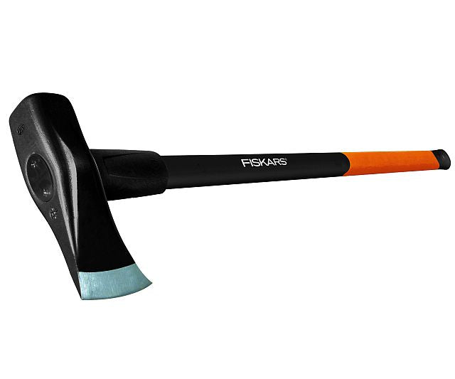 Fiskars Hacha (acero al carbón forjado), 2 en 1: Hacha y maza, Peso: 4,6 kg, Cuchilla de acero templado/Mango de plástico reforzado con fibra de vidrio, Negro/Naranja, X46, 1001705