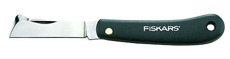 Fiskars Cuchillo de injerto cortaplumas K60, Longitud total: 17 cm, acero inoxidable, Negro, 1001625