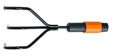 Fiskars Cultivador de 3 dientes, Preparación del suelo, Cabezal de herramienta QuikFit, Longitud: 31 cm, Largo: 12,5 cm, Negro/Naranja, QuikFit, 1000680