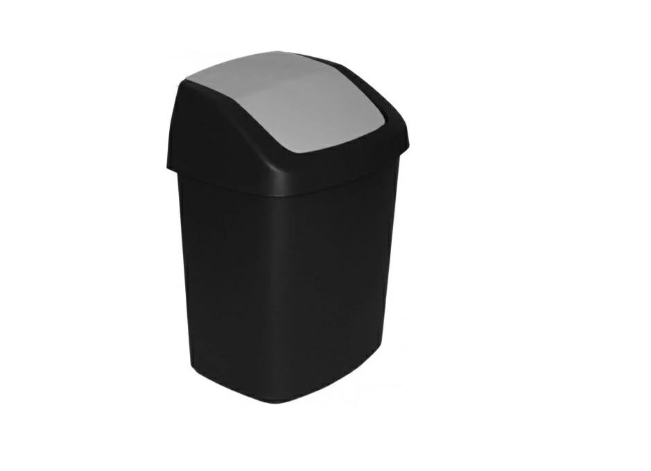 Cubo de Basura con Tapa basculante Curver 229392, de plástico, de 33,2 x 41 x 26,8 cm, con una Capacidad de 25 litros, de Color Negro y Gris