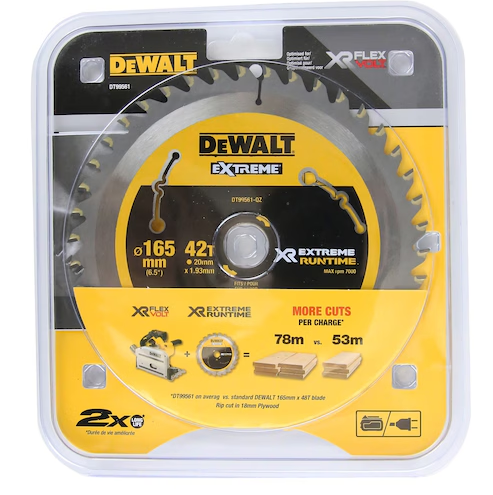 DeWalt XR Extreme Runtime - Hojas para sierra circular portátil XR Extreme Runtime, 165 mm x 20 mm, 42D 10º