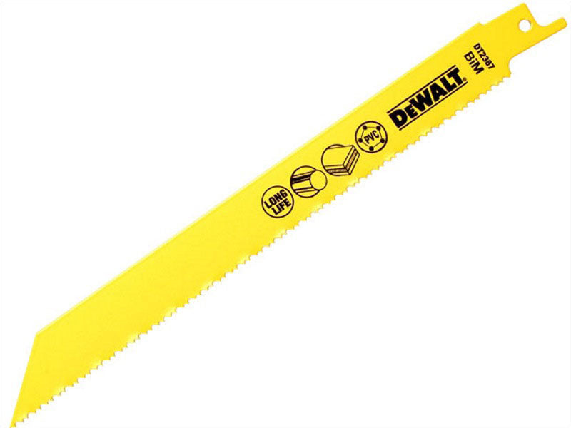 DeWalt DT2387-QZ - Hoja de sierra sable bi-metal, longitud de 203 mm, paso de diente de 1,8-2,5 mm, para plásticos duros y tuberías de 3 a 12 mm de espesor