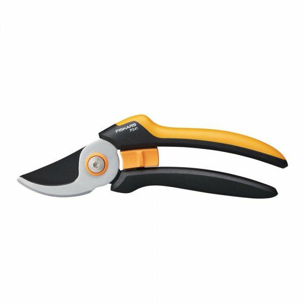Fiskars Tijeras de jardín Bypass L, Solid, P341, Para ramas frescas y ramitas, Recubrimiento antiadherente, Cuchillas de acero inoxidable, Longitud: 20,5 cm, Negro/Naranja, 1057164