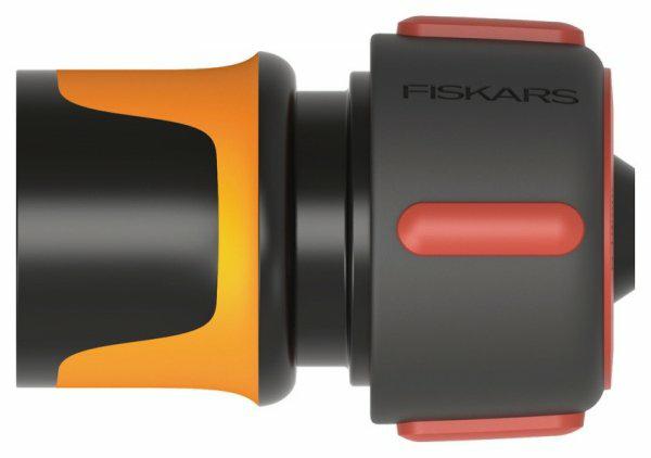 Fiskars Conexión para mangueras, Puntos de contacto SoftGrip, Tamaño universal, Ø 1,9 cm (3/4''), 40 g, Negro/naranja/rojo, 1027074