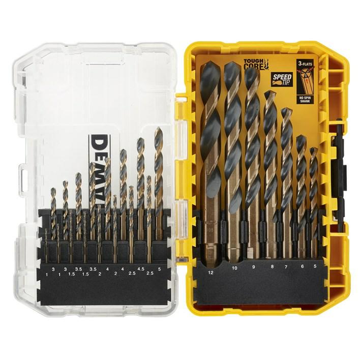 DEWALT DT70729-QZ - Juego de 23 brocas para metal Black & Gold, Se entrega con estuche pequeño Tough Case, Compatible con TSTAK