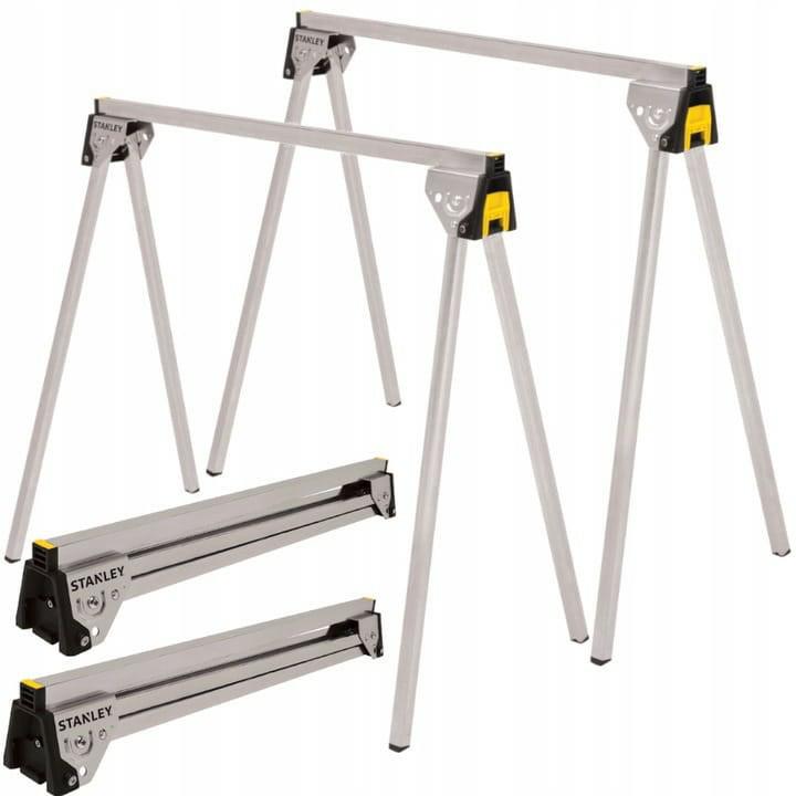STANLEY STST81337-1 - Caballete metálico, 2 piezas, Capacidad de carga 340 kg, Patas plegables, Almacenamiento compacto y facilidad de transporte