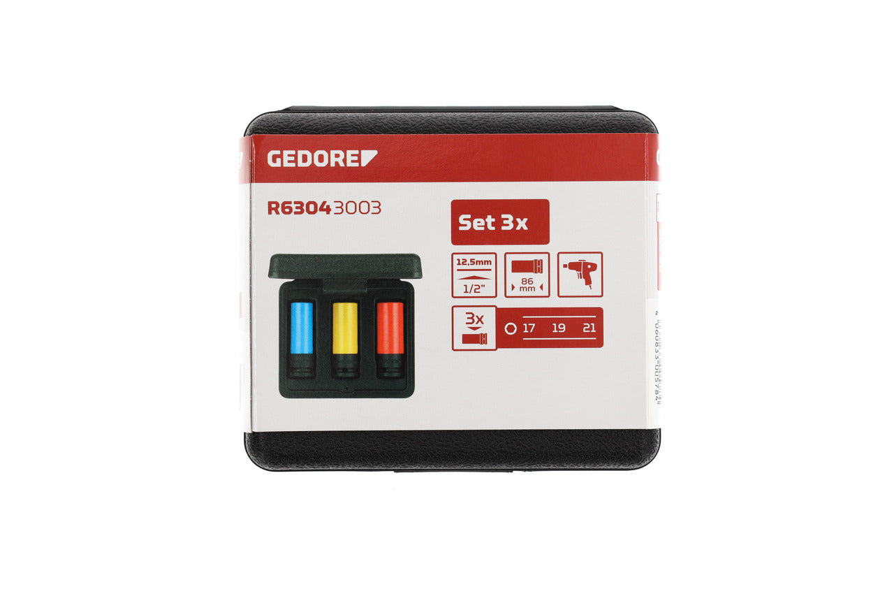 GEDORE red R63043003 - 1/2" impact socket set for rims, 3 pieces (3300578)