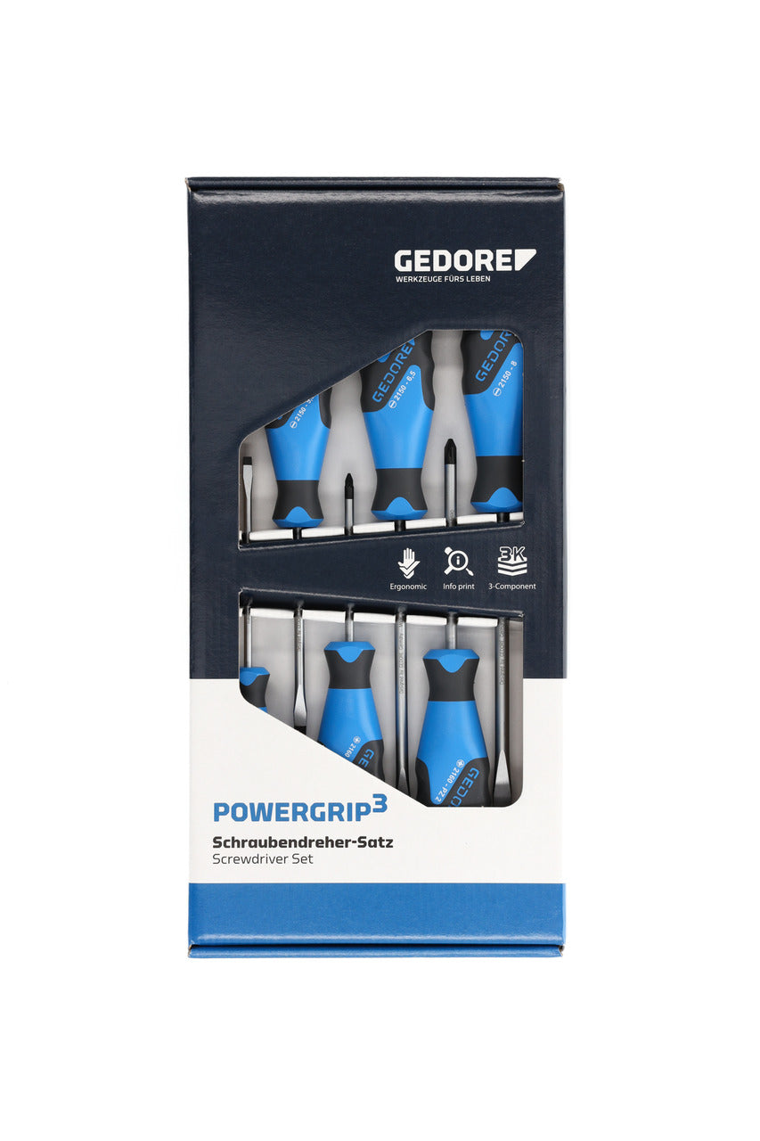 GEDORE 2150-2160 PZ-06 - Jeu de 6 tournevis plats + PZ