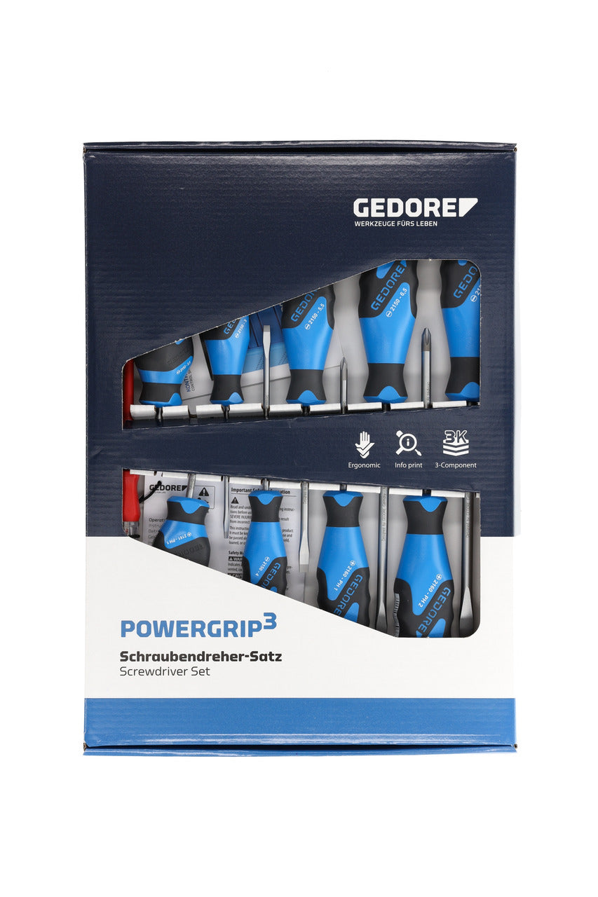 GEDORE 2150-2160 PH-010 - Jeu de 10 tournevis plats et cruciformes