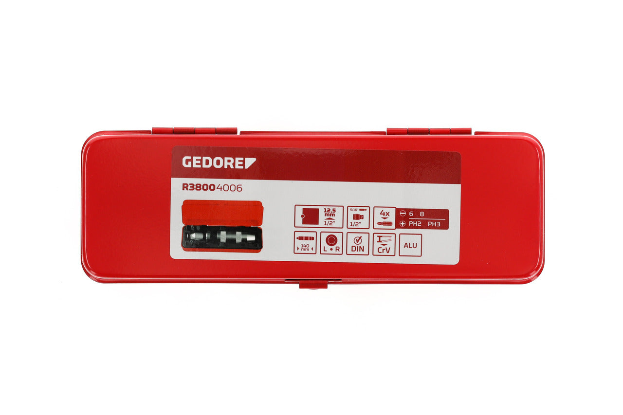 GEDORE red R38004006 - 1/2" impact remover with set of 4 bits, 6 pieces (3301399)