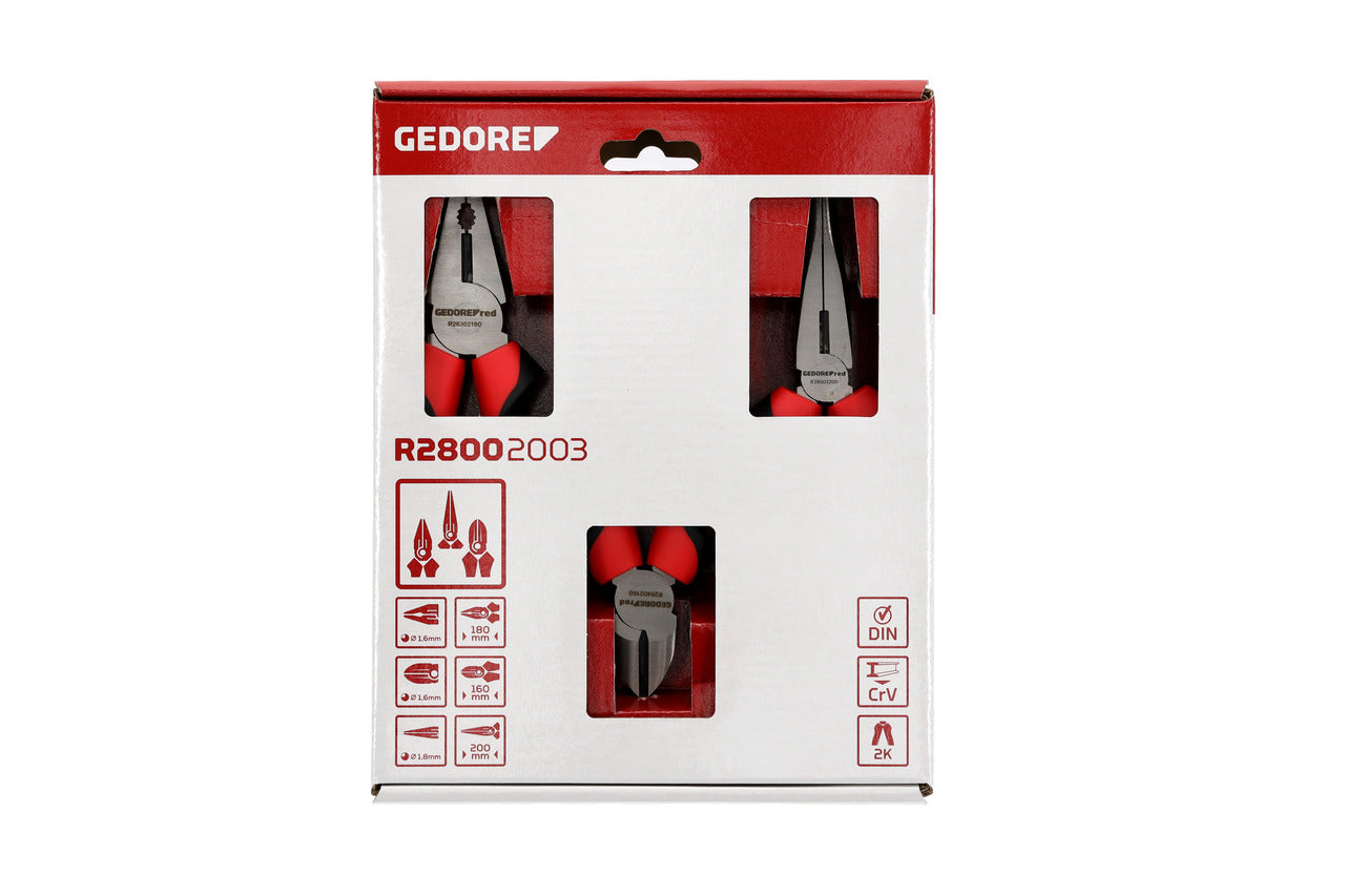 GEDORE rouge R28002003 - Jeu de pinces, poignée bi-matière, 3 pièces
