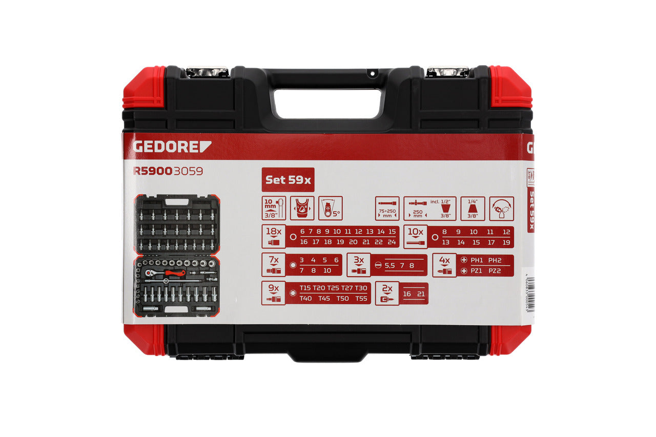 GEDORE red R59003059 - Socket wrench set 3/8" 6-24mm 59 pieces (3300054)