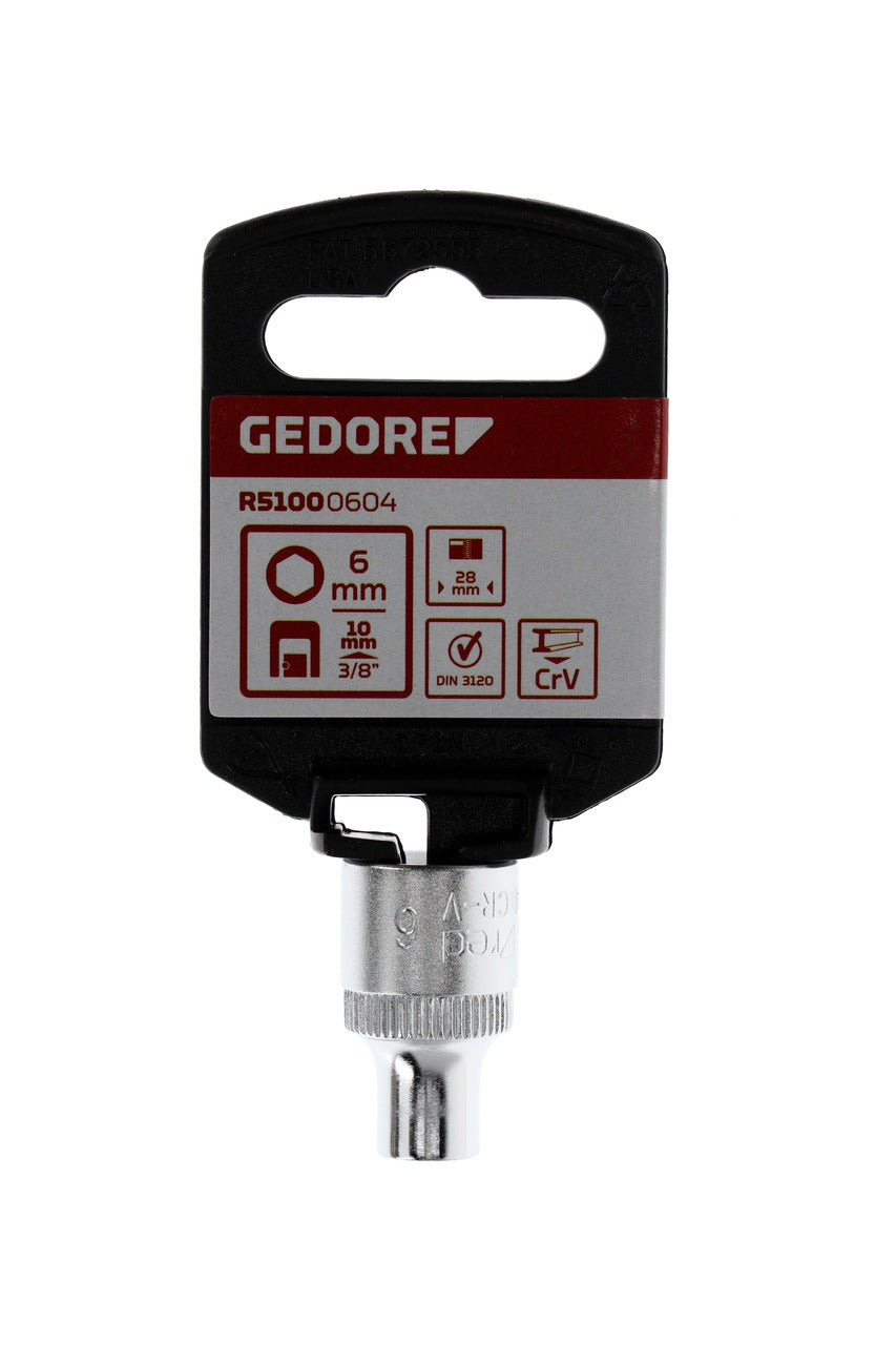 GEDORE rouge R51000604 - Douille 3/8", hexagonale, 6 mm L=28 mm