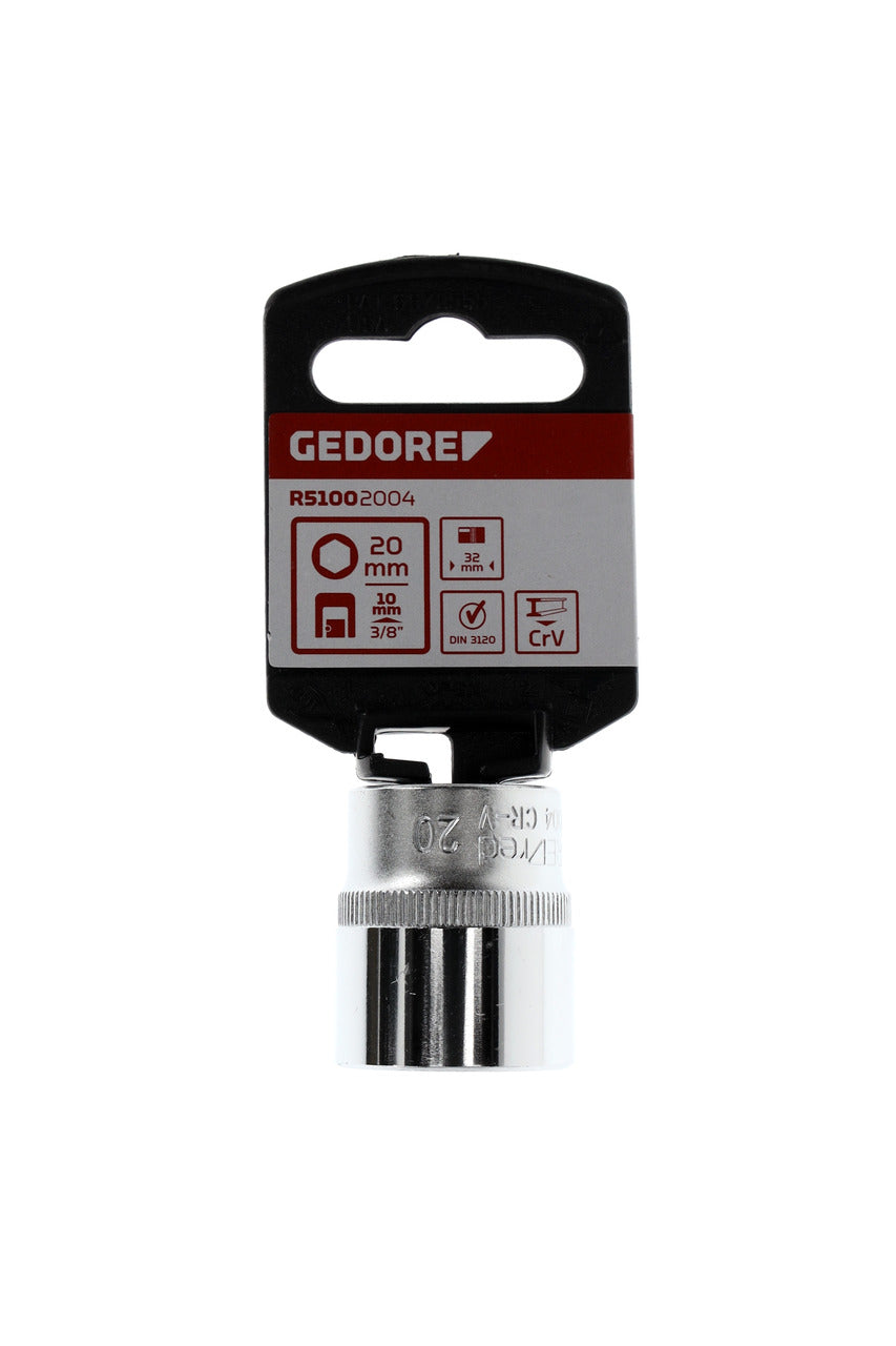 GEDORE rouge R51002004 - Douille 3/8", hexagonale, 20 mm L=32 mm