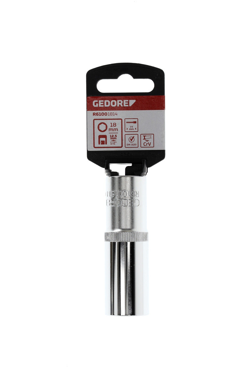 Douille GEDORE rouge R61001814 - 1/2", hexagonale, 18 mm L=77 mm