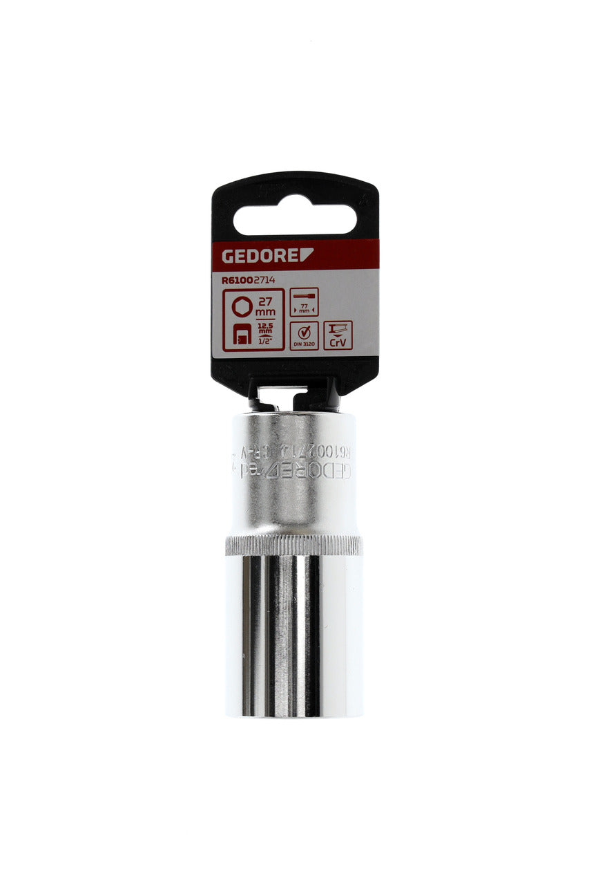 Douille GEDORE rouge R61002714 - 1/2", hexagonale, 27 mm L=77 mm
