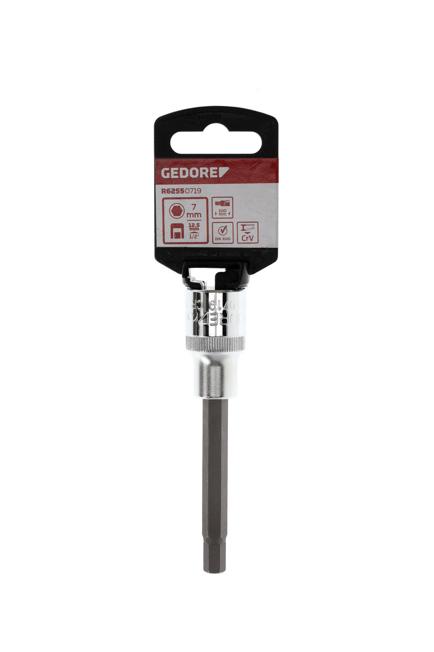 Douille de tournevis GEDORE rouge R62550719 - 1/2" 7 mm L=100 mm