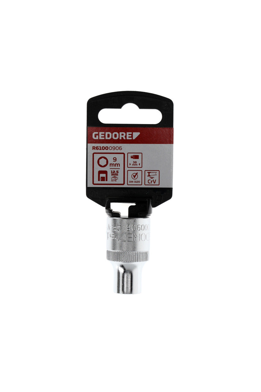 Douille GEDORE rouge R61000906 - 1/2", hexagonale, 9 mm L=38 mm