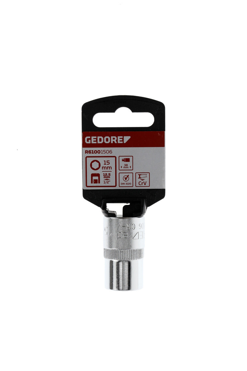 Douille GEDORE rouge R61001506 - 1/2", hexagonale, 15 mm L=38 mm