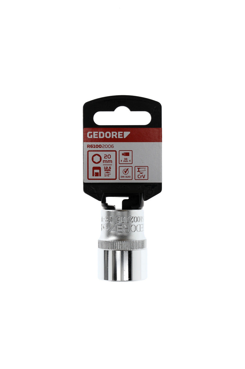 Douille GEDORE rouge R61002006 - 1/2", hexagonale, 20 mm L=38 mm