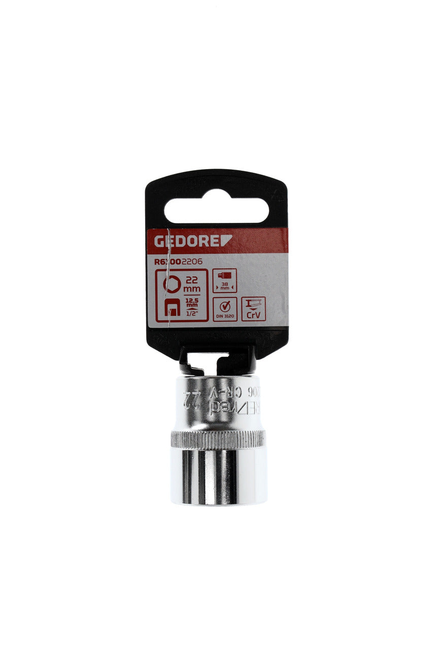 Douille GEDORE rouge R61002206 - 1/2", hexagonale, 22 mm L=38 mm