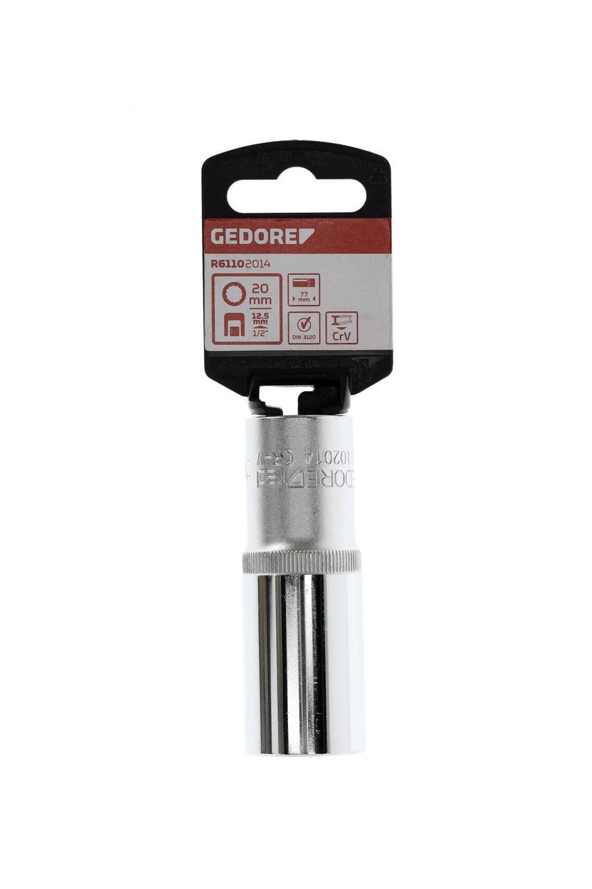 Douille GEDORE rouge R61102014 - 1/2", bi-hexagonale, 20 mm L=77 mm
