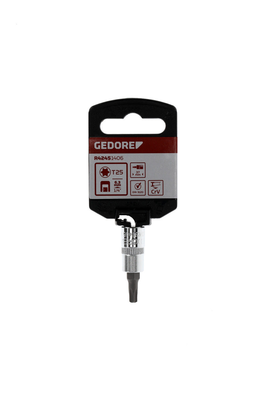 Douille de tournevis GEDORE rouge R42451406 - TORX T25 1/4" L=37 mm