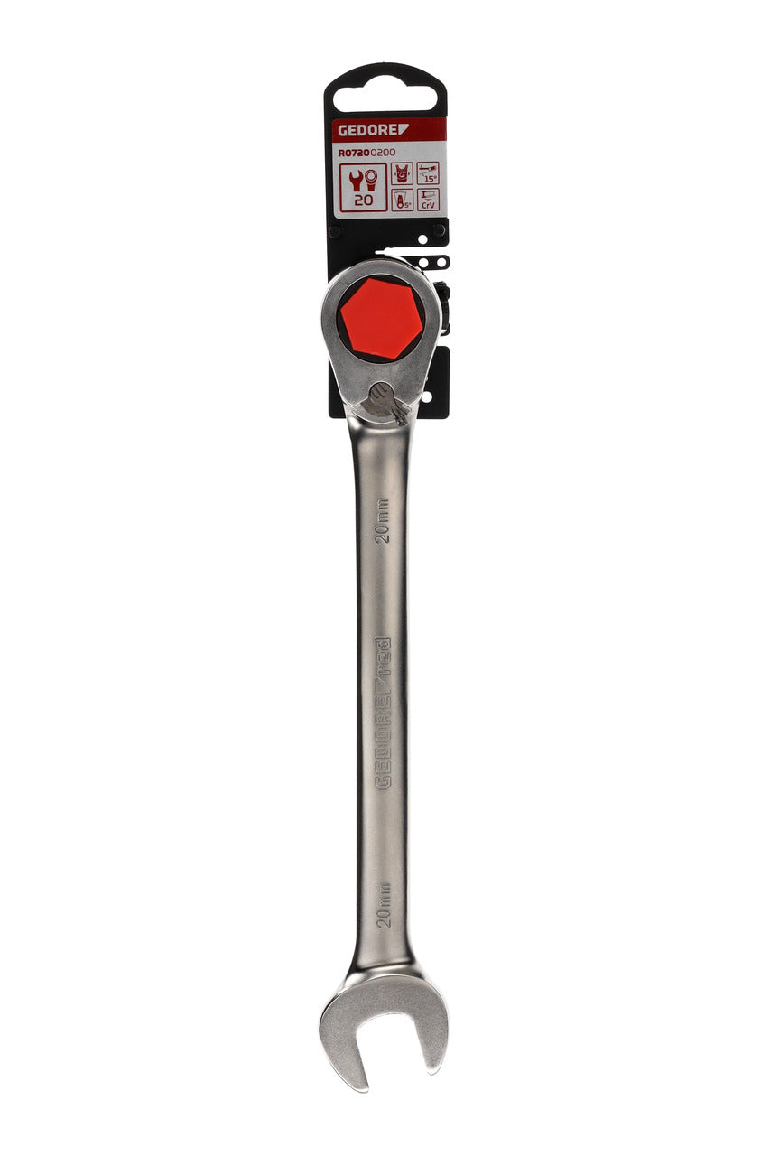 R07200200 - Llave combinada de carraca con palanca de cambio, 20 mm L=280 mm