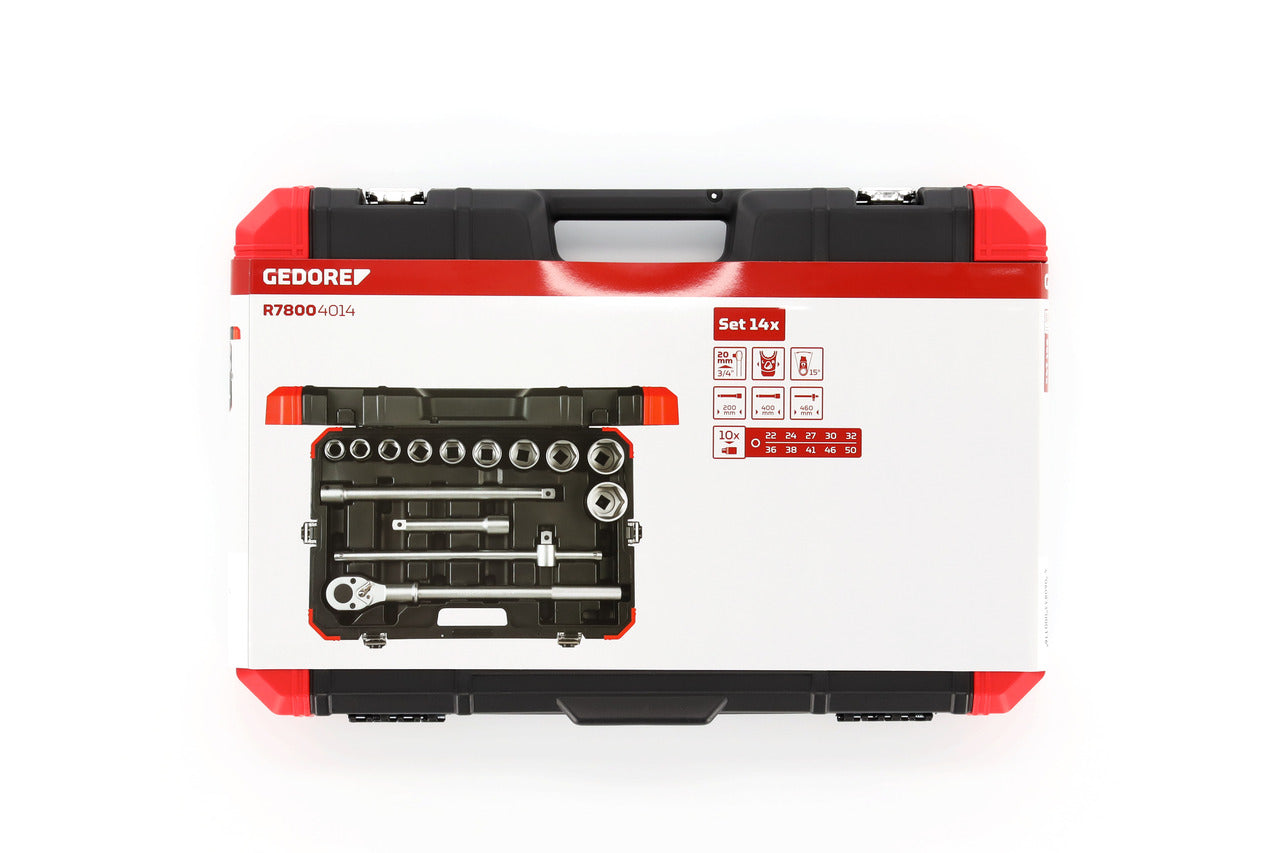 GEDORE red R78004014 - 3/4" 22-50mm socket wrench set, 14 pieces (3300011)