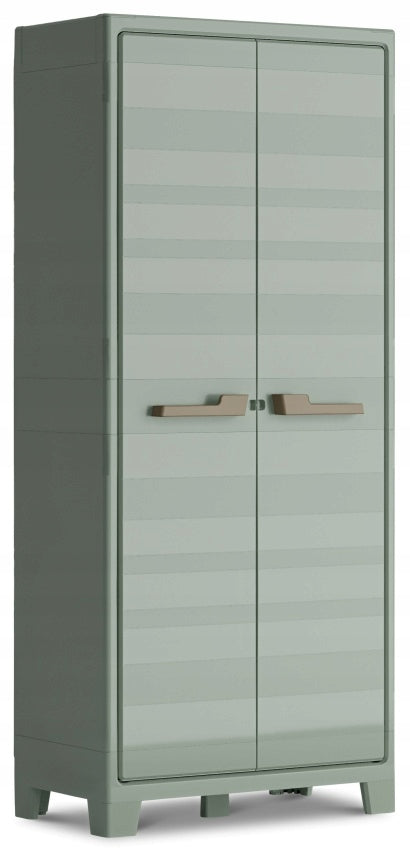 Keter Armario Planet Outdoor Alto|Almacenaje Interior y Exterior|Resina|Resistente al Agua con 2 Puertas y 4 Baldas Regulables en Altura|Color Verde|80 x 44 x 182 cm