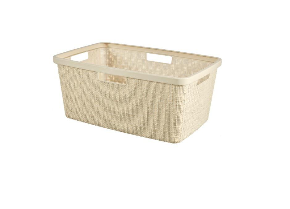 Curver- Cesta de Ordenación 46L; Almacenamiento;59x39xH26 cm, Acabado Jute, Blanco Roto
