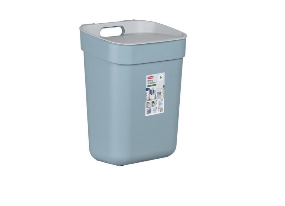 Curver - Cubo de basura de 10 l, listo para recolectar, ideal para sumergir el fregadero, con soporte de pared para pared o puerta, cocina, cuarto de baño, lavadero, 100% reciclado, color blanco