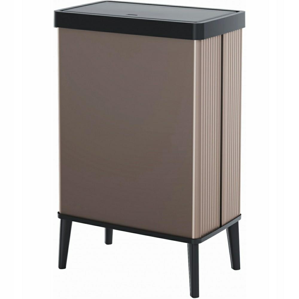 Curver Keter Verto - Cubo de basura de recogida selectiva, tapa a presión, doble compartimento, diseño elegante, reciclable, ideal para baño, salón u oficina, capacidad 54 litros, rosa perla