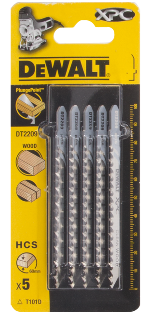 DeWalt DT2209-QZ - Hoja de sierra de calar XPC, longitud de 100 mm, paso de diente de 4,2 mm, para cortes en madera, aglomerado, contrachapado, laminado y plástico