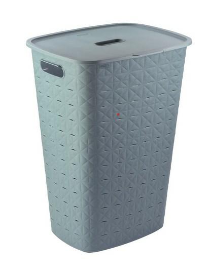 Curver Softex 56L - Cesta de lavandería (56 L, diseño elegante, ligero, apilable y práctico, 70% reciclado, 59 x 43 x 34 cm), color azul