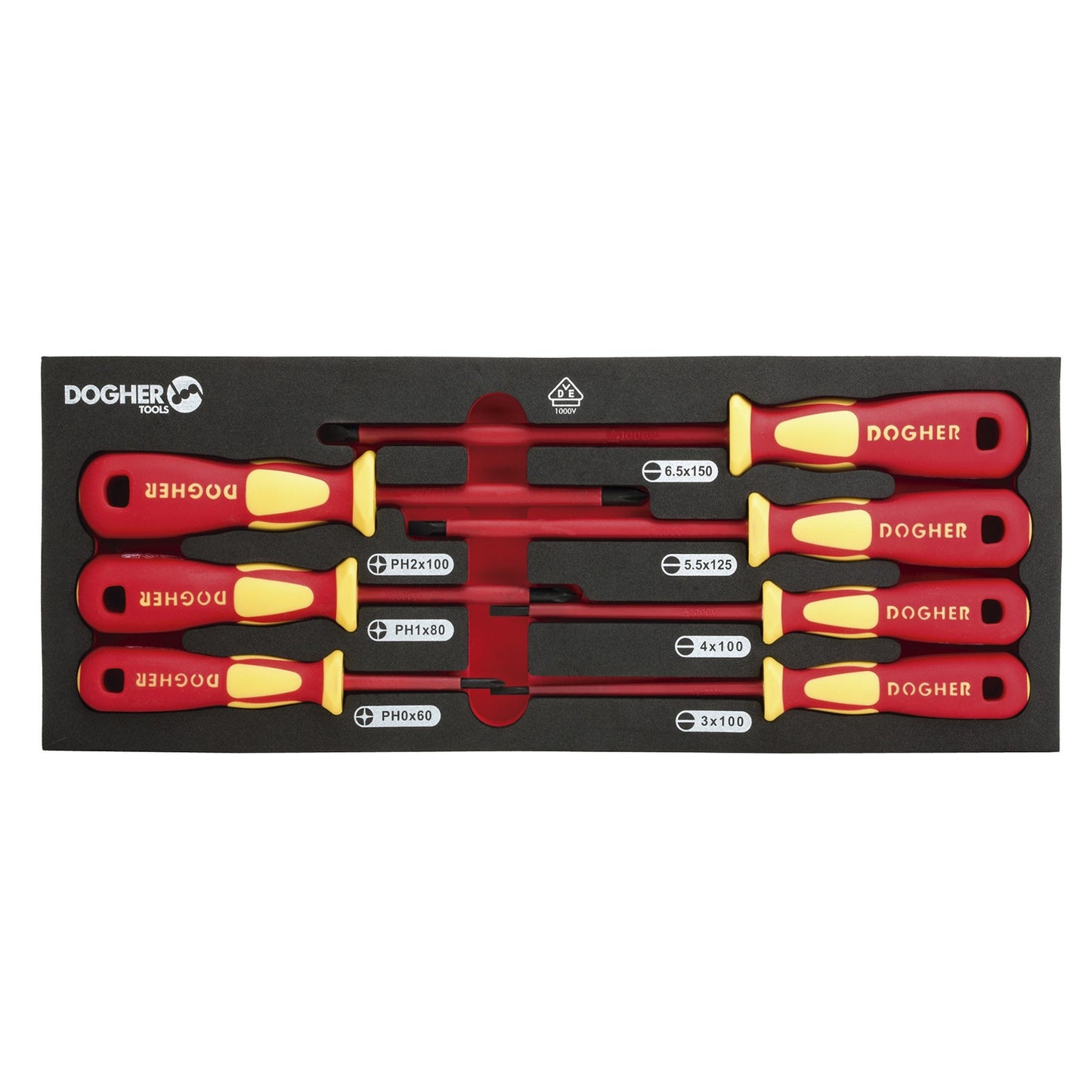 Dogher 360-080 - Bandeja Combinable 1/4 - 7 Destornillador Boca Recta & PH VDE
