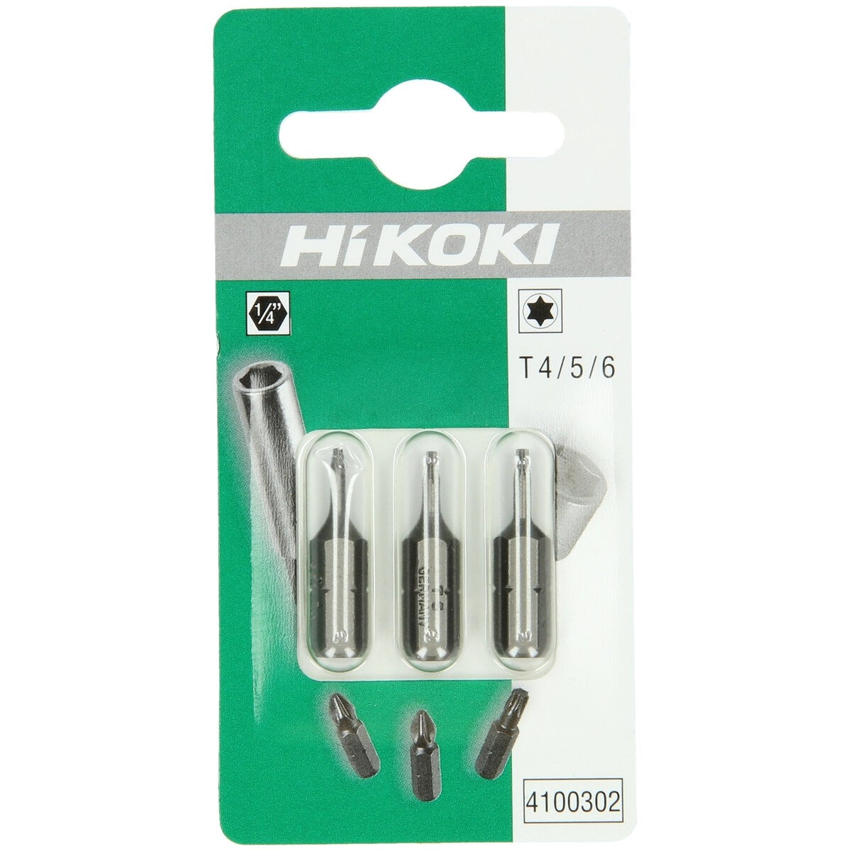 Hikoki 4100302 - 3 puntas 1/4" para tornillos Torx T4 / T5 / T6, 25mm