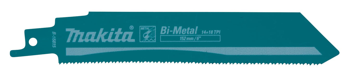 Makita B-55815 - Hoja de sierra sable BiM 152 x 1,1 mm, 14+1 dientes, para metal (Lote de 5 uds)
