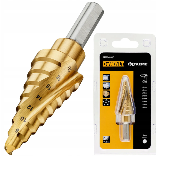 DeWalt Broca escalonada con revestimiento de titanio de 6-20 mm, 2 mm