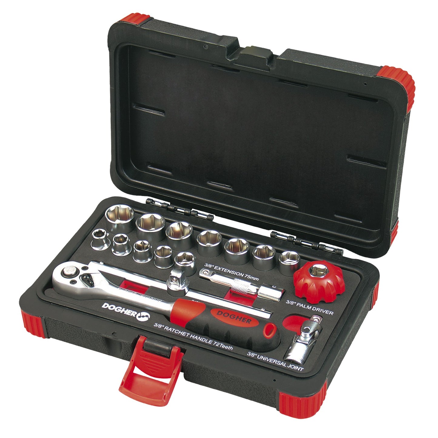 Dogher 516-002 - Maletin Vasos Hex 3/8 17 Pzas