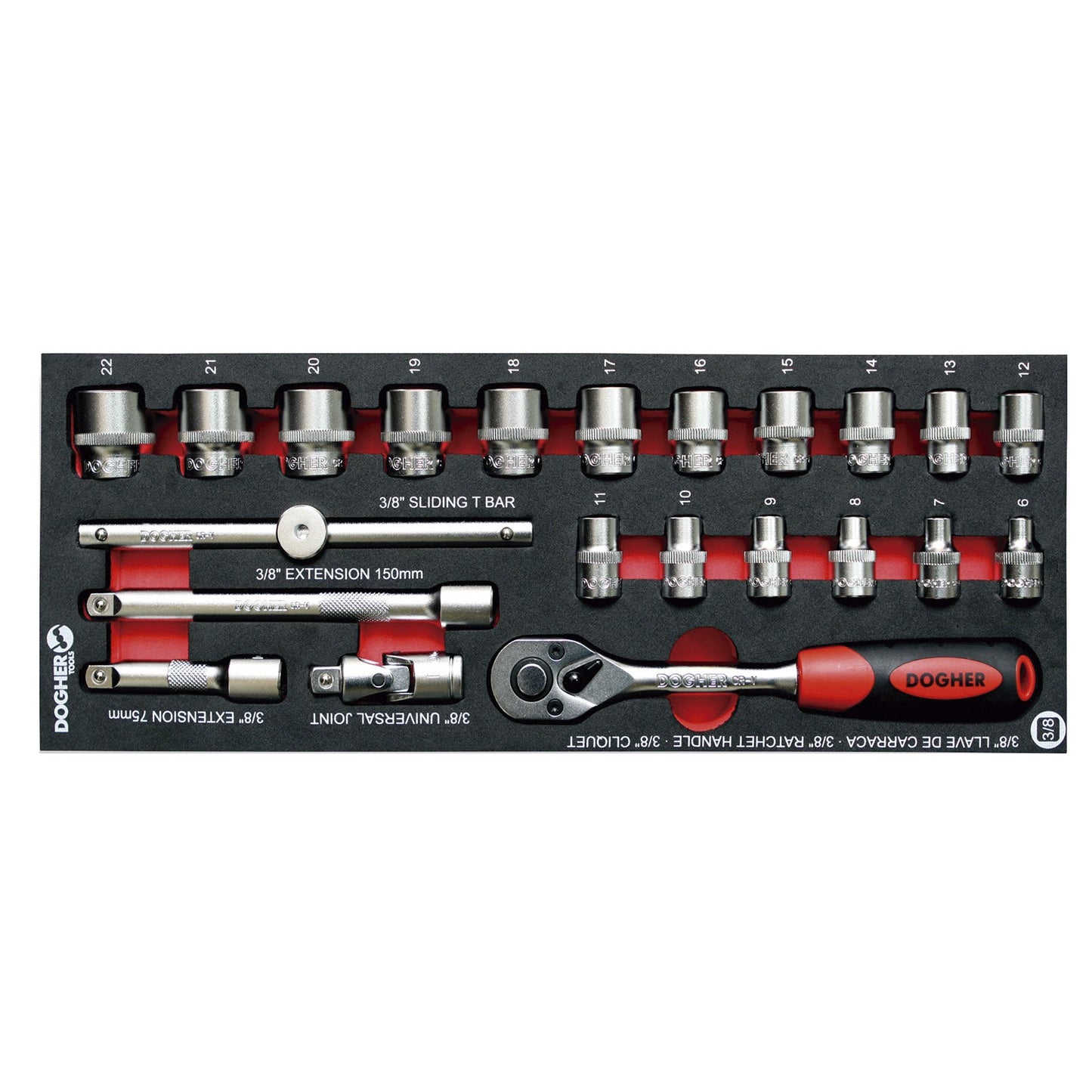 Dogher 515-080 - B. Comb.1/4 22 Ud.Vasos Bihex. 3/8