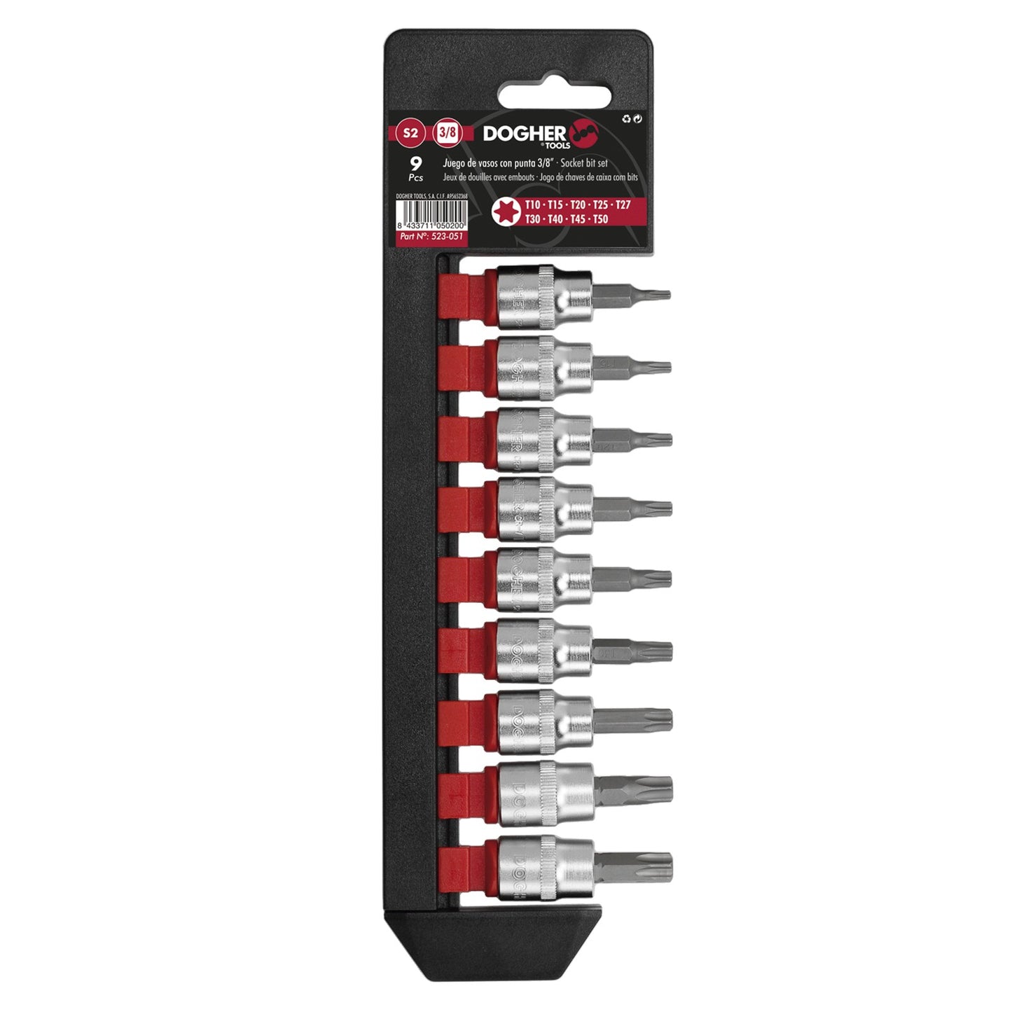 Dogher 523-051 - Juego 9 Ud. V.Puntas Torx 3/8